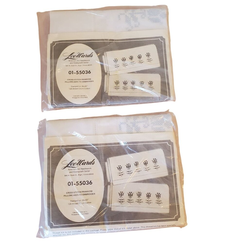 2‎ Lee Wards Stamped To Embroider Cross Stitch Primrose Pillowcases 55036 Kit